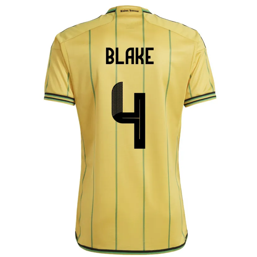Danxen Hombre Camiseta Jamaica Romain Blake #4 Amarillo 1ª Equipación 24-26 La Camisa