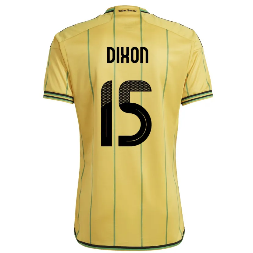 Danxen Hombre Camiseta Jamaica Ahir Dixon #15 Amarillo 1ª Equipación 24-26 La Camisa