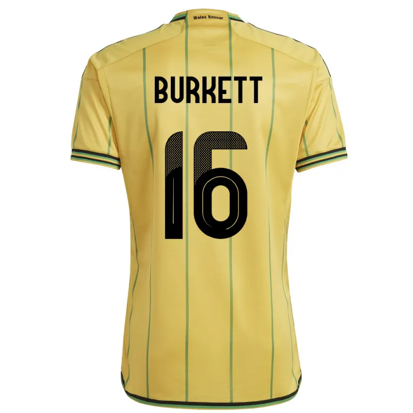 Danxen Hombre Camiseta Jamaica Brian Burkett #16 Amarillo 1ª Equipación 24-26 La Camisa