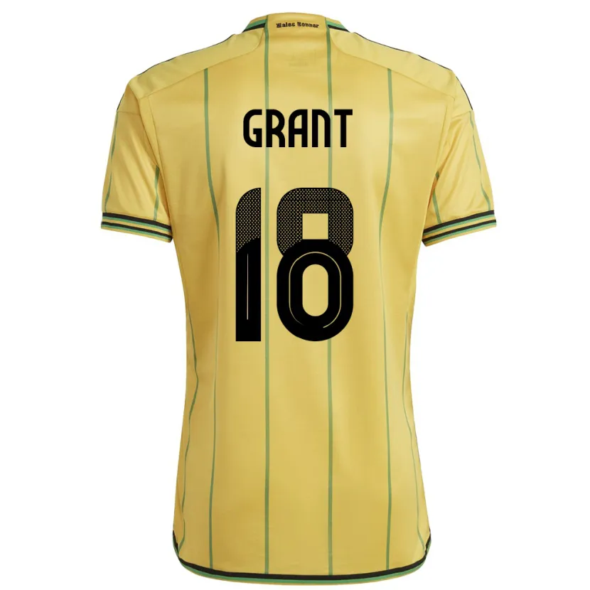 Danxen Hombre Camiseta Jamaica George Grant #18 Amarillo 1ª Equipación 24-26 La Camisa