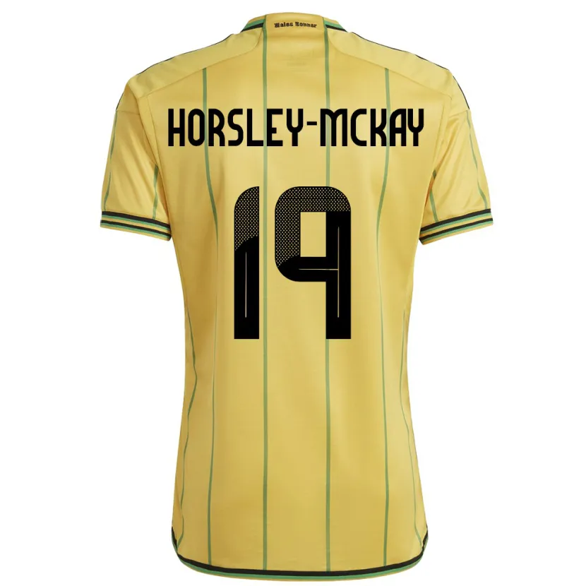 Danxen Hombre Camiseta Jamaica Kyron Horsley-Mckay #19 Amarillo 1ª Equipación 24-26 La Camisa
