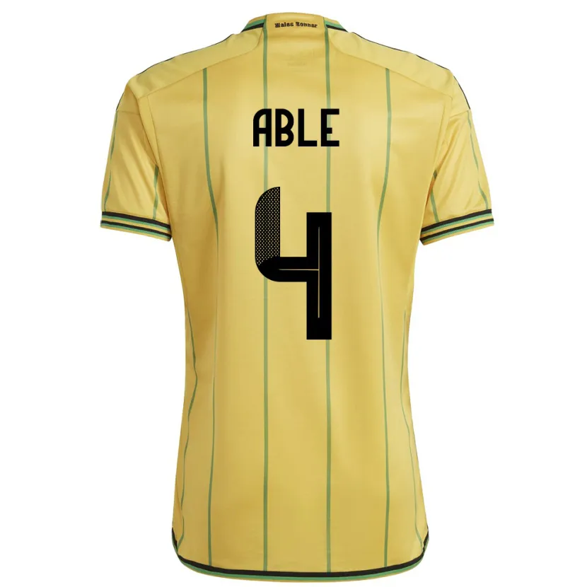 Danxen Hombre Camiseta Jamaica Nevillegail Able #4 Amarillo 1ª Equipación 24-26 La Camisa