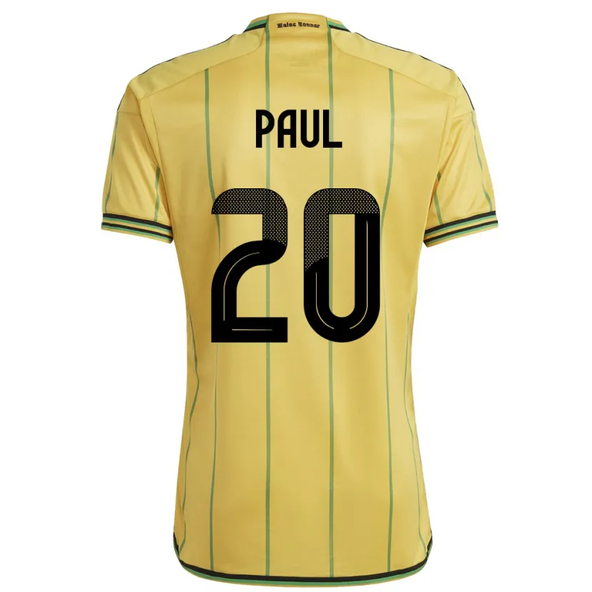Danxen Hombre Camiseta Jamaica Lachante Paul #20 Amarillo 1ª Equipación 24-26 La Camisa