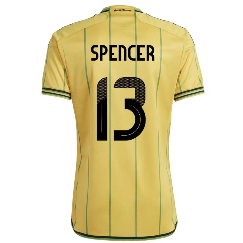 Danxen Hombre Camiseta Jamaica Rebecca Spencer #13 Amarillo 1ª Equipación 24-26 La Camisa