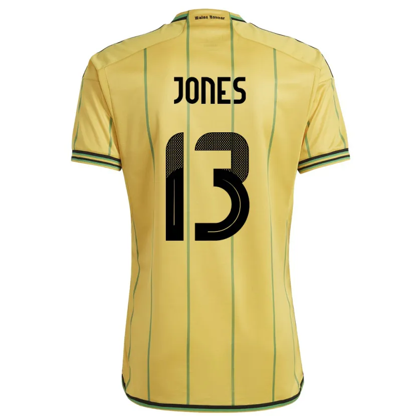 Danxen Hombre Camiseta Jamaica Javanae Jones #13 Amarillo 1ª Equipación 24-26 La Camisa