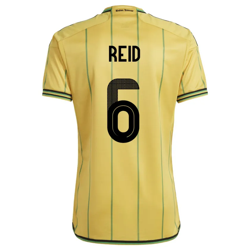 Danxen Hombre Camiseta Jamaica Lauren Reid #6 Amarillo 1ª Equipación 24-26 La Camisa