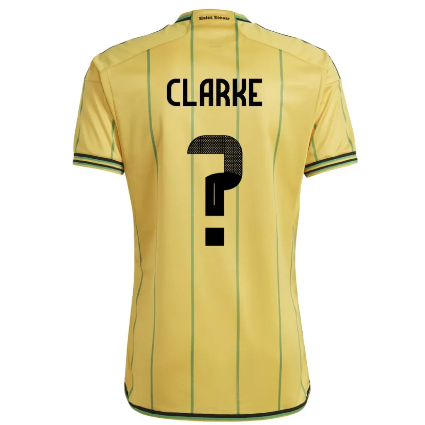 Danxen Hombre Camiseta Jamaica Sydoney Clarke #0 Amarillo 1ª Equipación 24-26 La Camisa
