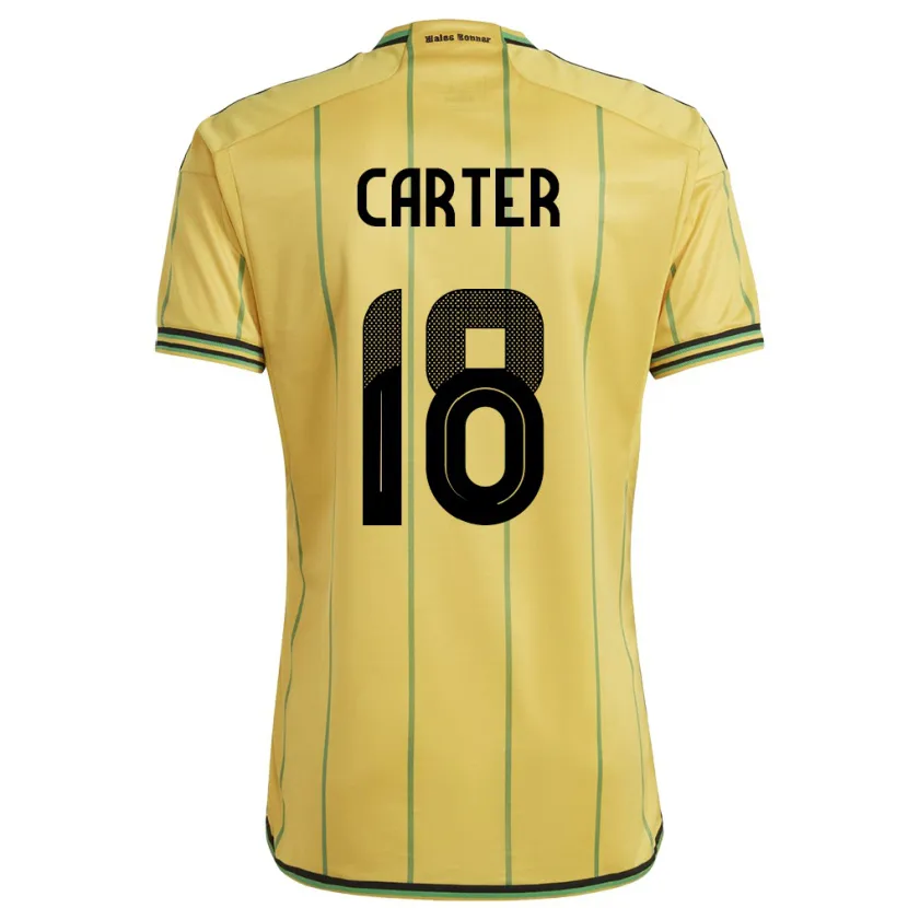 Danxen Hombre Camiseta Jamaica Trudi Carter #18 Amarillo 1ª Equipación 24-26 La Camisa