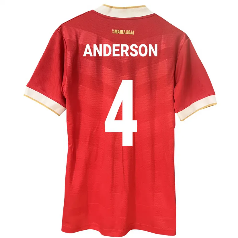 Danxen Hombre Camiseta Panamá Eduardo Anderson #4 Rojo 1ª Equipación 24-26 La Camisa