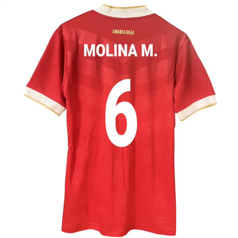 Danxen Hombre Camiseta Panamá Mariana Molina #6 Rojo 1ª Equipación 24-26 La Camisa