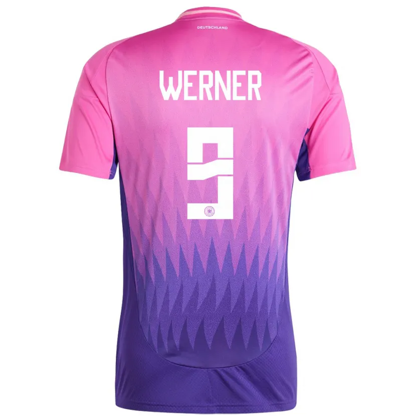 Danxen Hombre Camiseta Alemania Timo Werner #9 Rosado Morado 2ª Equipación 24-26 La Camisa