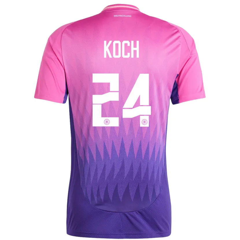 Danxen Hombre Camiseta Alemania Robin Koch #24 Rosado Morado 2ª Equipación 24-26 La Camisa