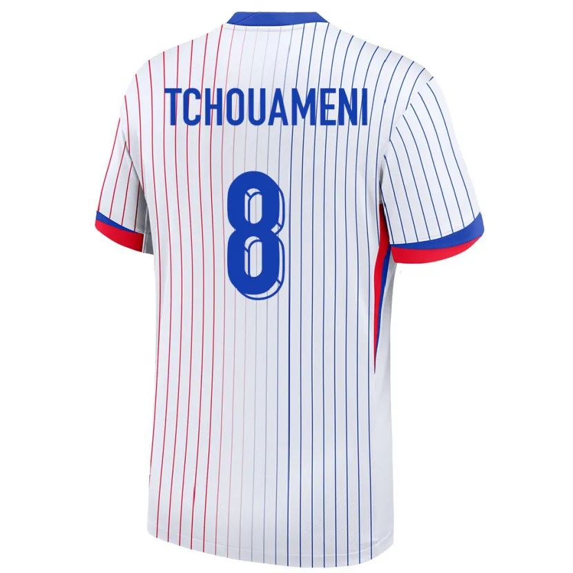 Danxen Hombre Camiseta Francia Aurelien Tchouameni #8 Blanco 2ª Equipación 24-26 La Camisa