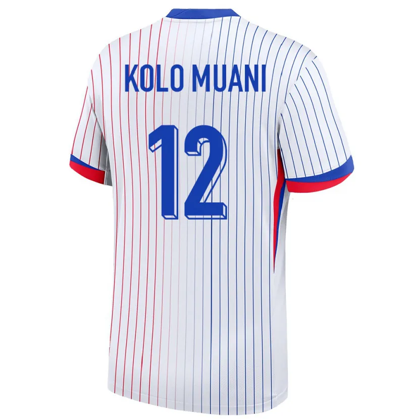 Danxen Hombre Camiseta Francia Randal Kolo Muani #12 Blanco 2ª Equipación 24-26 La Camisa