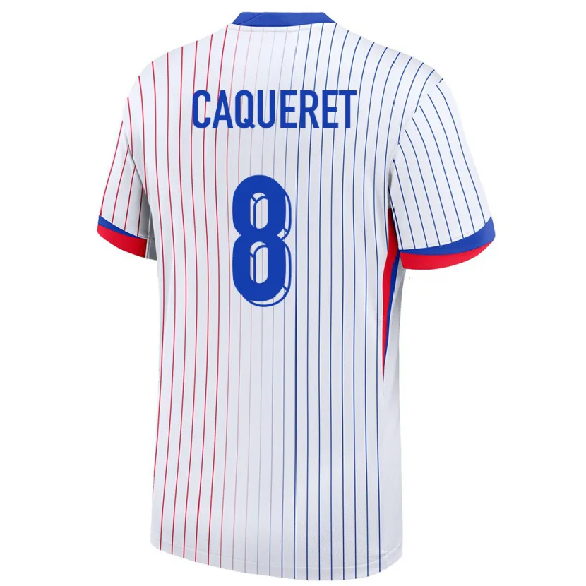 Danxen Hombre Camiseta Francia Maxence Caqueret #8 Blanco 2ª Equipación 24-26 La Camisa