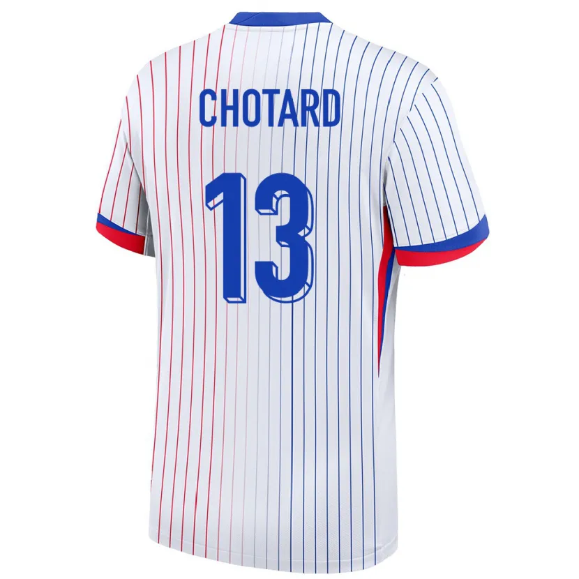 Danxen Hombre Camiseta Francia Joris Chotard #13 Blanco 2ª Equipación 24-26 La Camisa
