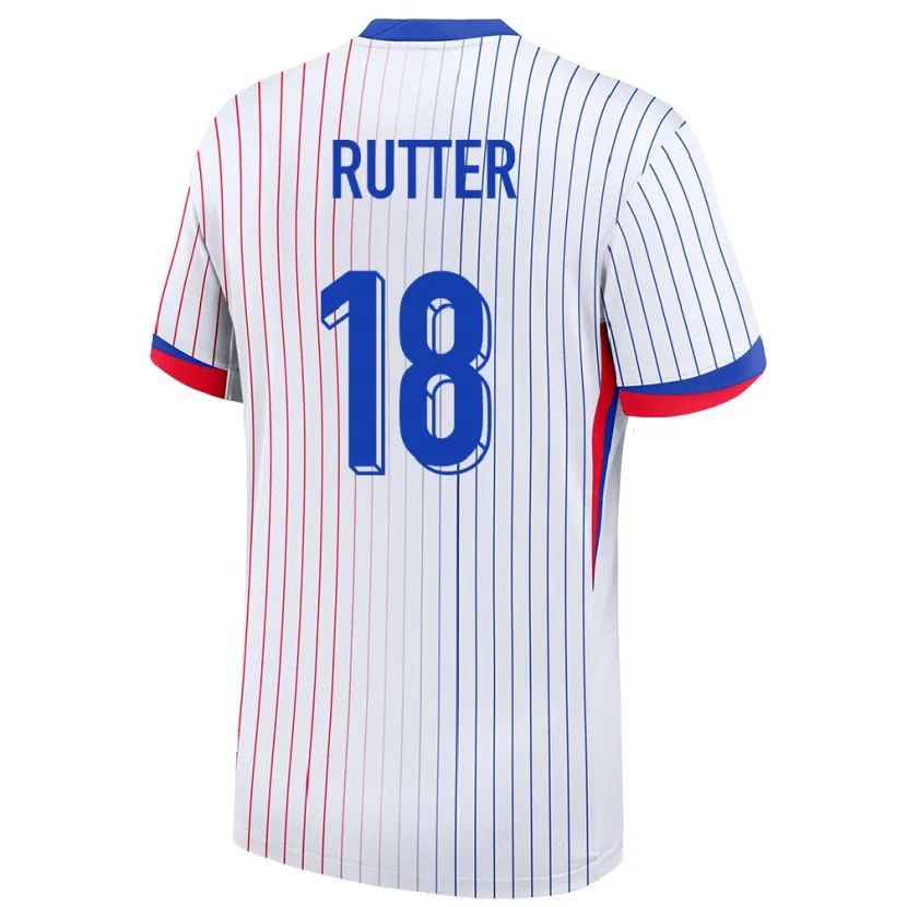 Danxen Hombre Camiseta Francia Georginio Rutter #18 Blanco 2ª Equipación 24-26 La Camisa
