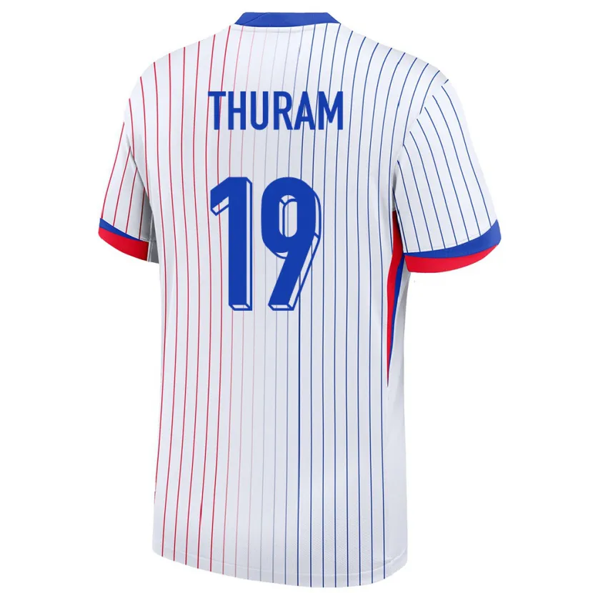 Danxen Hombre Camiseta Francia Khephren Thuram #19 Blanco 2ª Equipación 24-26 La Camisa