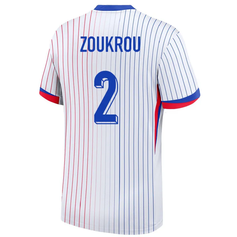 Danxen Hombre Camiseta Francia Tanguy Zoukrou #2 Blanco 2ª Equipación 24-26 La Camisa