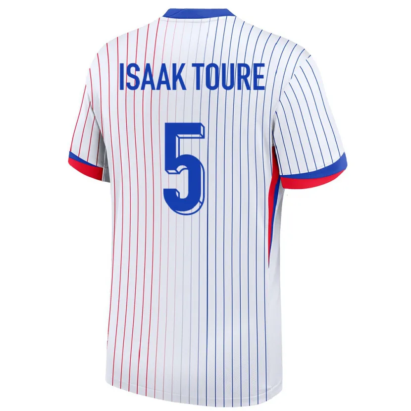 Danxen Hombre Camiseta Francia Souleymane Isaak Toure #5 Blanco 2ª Equipación 24-26 La Camisa