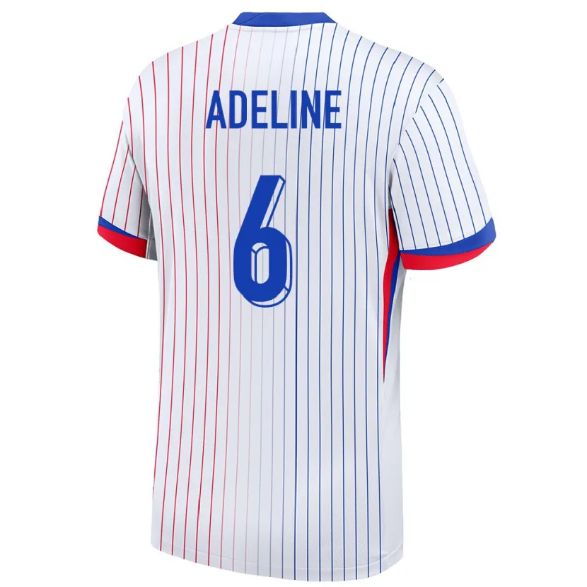 Danxen Hombre Camiseta Francia Martin Adeline #6 Blanco 2ª Equipación 24-26 La Camisa
