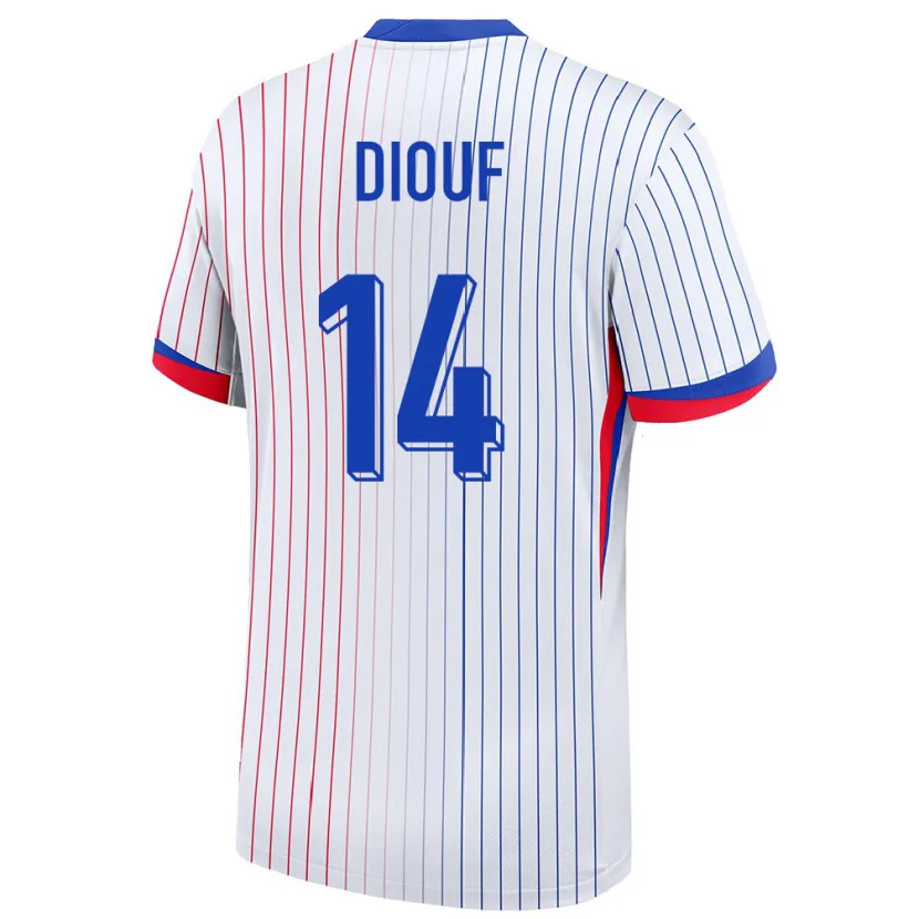Danxen Hombre Camiseta Francia Andy Diouf #14 Blanco 2ª Equipación 24-26 La Camisa