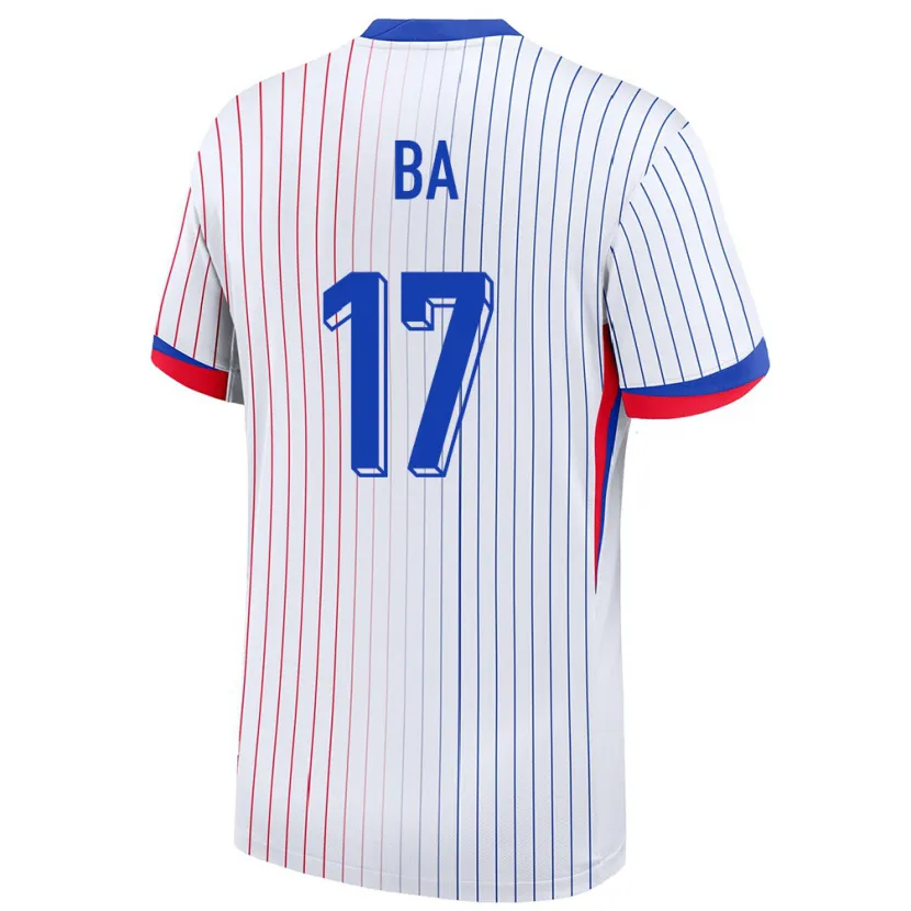 Danxen Hombre Camiseta Francia Abdoullah Ba #17 Blanco 2ª Equipación 24-26 La Camisa