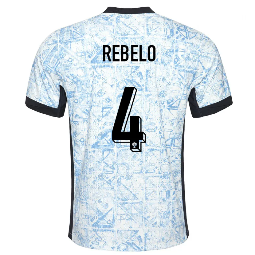 Danxen Hombre Camiseta Portugal Silvia Rebelo #4 Crema Azul 2ª Equipación 24-26 La Camisa