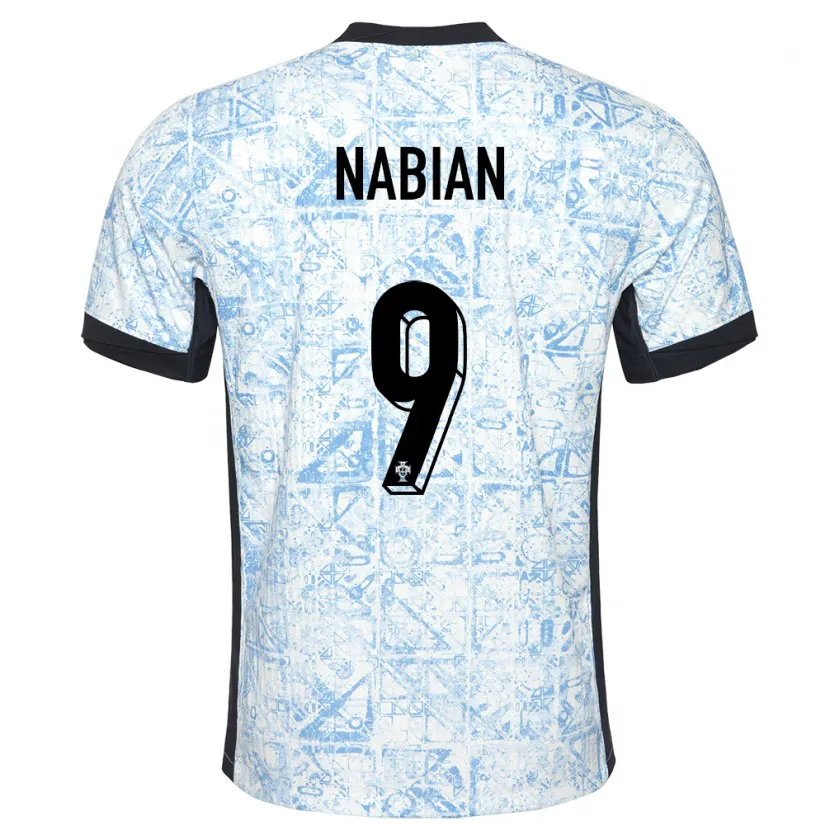 Danxen Hombre Camiseta Portugal Herculano Nabian #9 Crema Azul 2ª Equipación 24-26 La Camisa