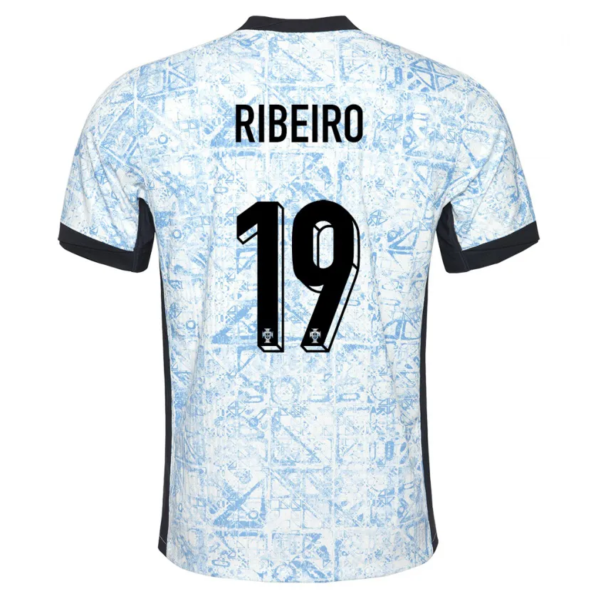 Danxen Hombre Camiseta Portugal Rodrigo Ribeiro #19 Crema Azul 2ª Equipación 24-26 La Camisa
