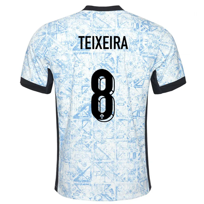Danxen Hombre Camiseta Portugal Joao Teixeira #8 Crema Azul 2ª Equipación 24-26 La Camisa