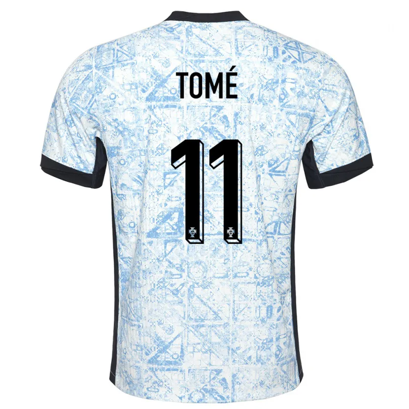 Danxen Hombre Camiseta Portugal Olivio Tome #11 Crema Azul 2ª Equipación 24-26 La Camisa