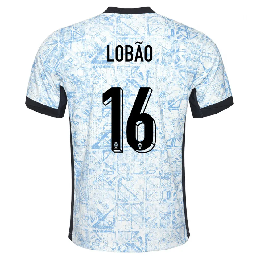 Danxen Hombre Camiseta Portugal Diogo Lobao #16 Crema Azul 2ª Equipación 24-26 La Camisa