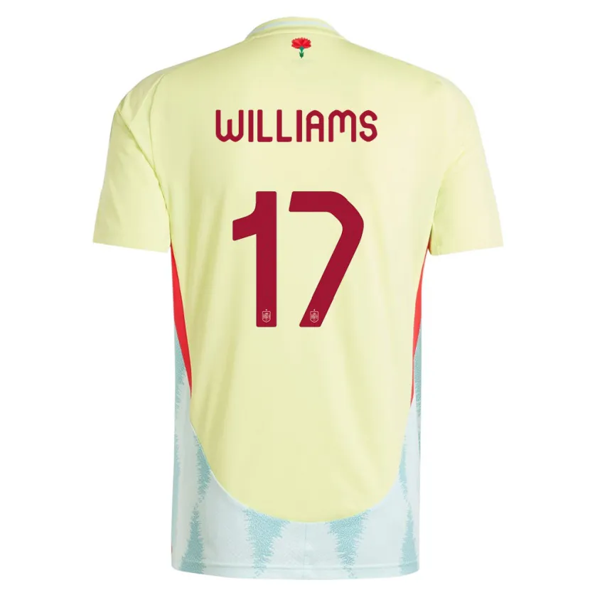 Danxen Hombre Camiseta España Nico Williams #17 Amarillo 2ª Equipación 24-26 La Camisa
