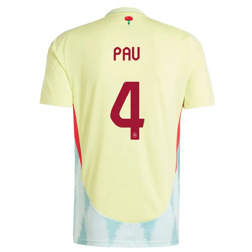 Danxen Hombre Camiseta España Pau Torres #4 Amarillo 2ª Equipación 24-26 La Camisa