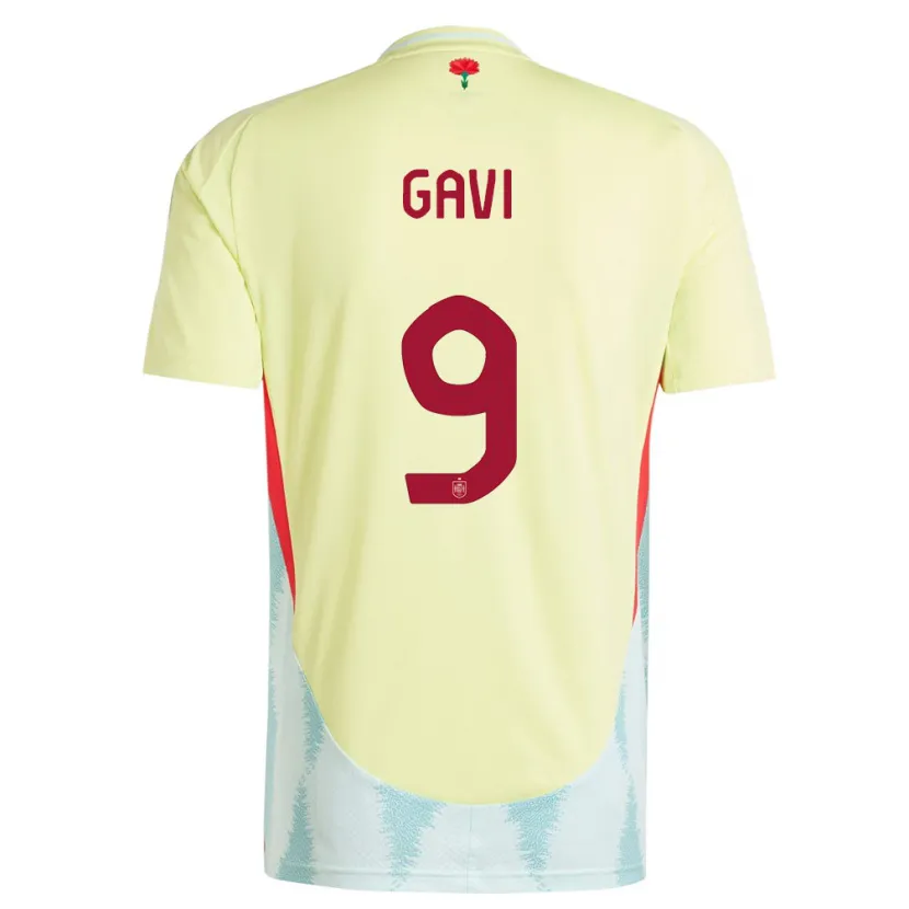 Danxen Hombre Camiseta España Gavi #9 Amarillo 2ª Equipación 24-26 La Camisa