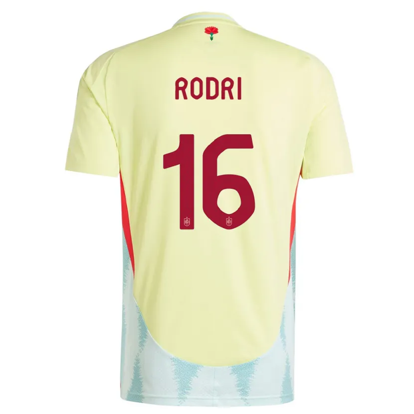 Danxen Hombre Camiseta España Rodri #16 Amarillo 2ª Equipación 24-26 La Camisa