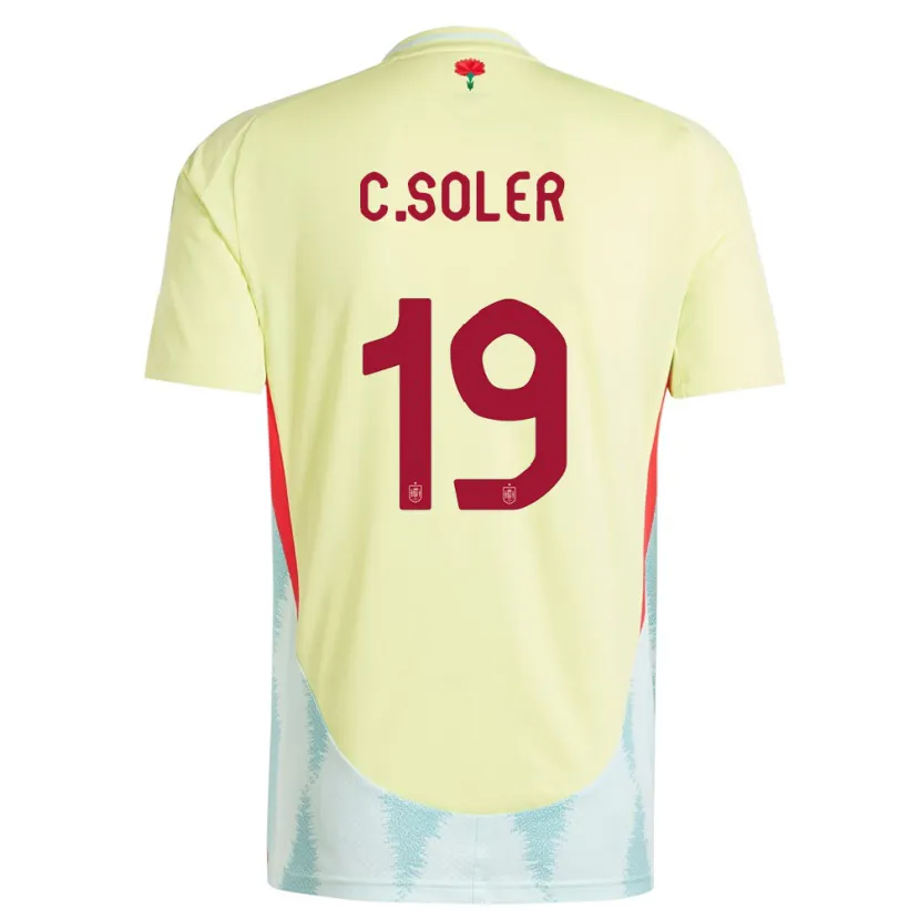Danxen Hombre Camiseta España Carlos Soler #19 Amarillo 2ª Equipación 24-26 La Camisa