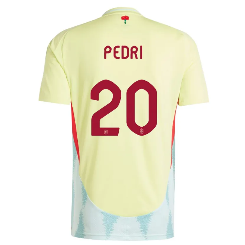 Danxen Hombre Camiseta España Pedri #20 Amarillo 2ª Equipación 24-26 La Camisa