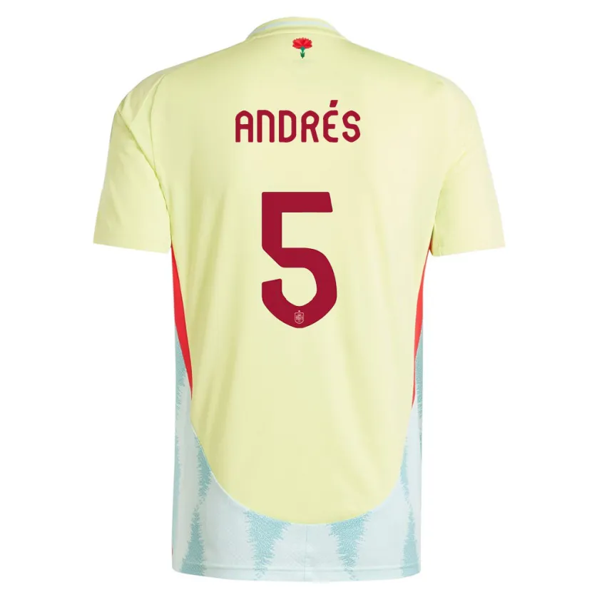 Danxen Hombre Camiseta España Ivana Andres #5 Amarillo 2ª Equipación 24-26 La Camisa