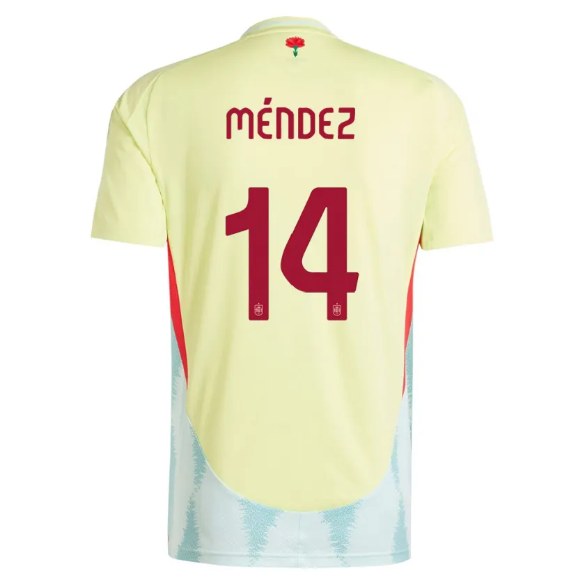 Danxen Hombre Camiseta España Maria Mendez #14 Amarillo 2ª Equipación 24-26 La Camisa
