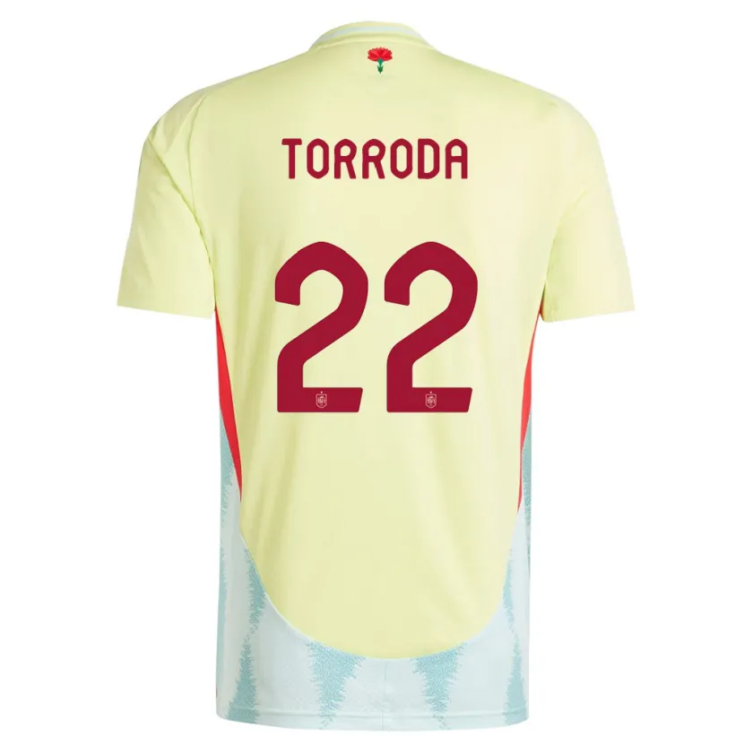 Danxen Hombre Camiseta España Anna Torroda #22 Amarillo 2ª Equipación 24-26 La Camisa
