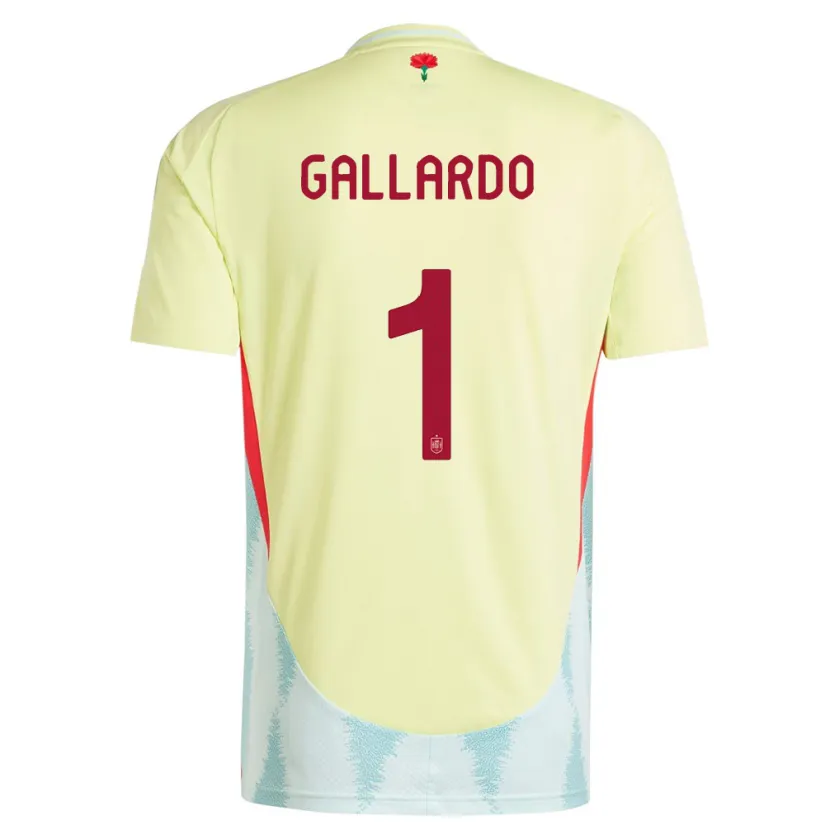 Danxen Hombre Camiseta España Dolores Gallardo #1 Amarillo 2ª Equipación 24-26 La Camisa