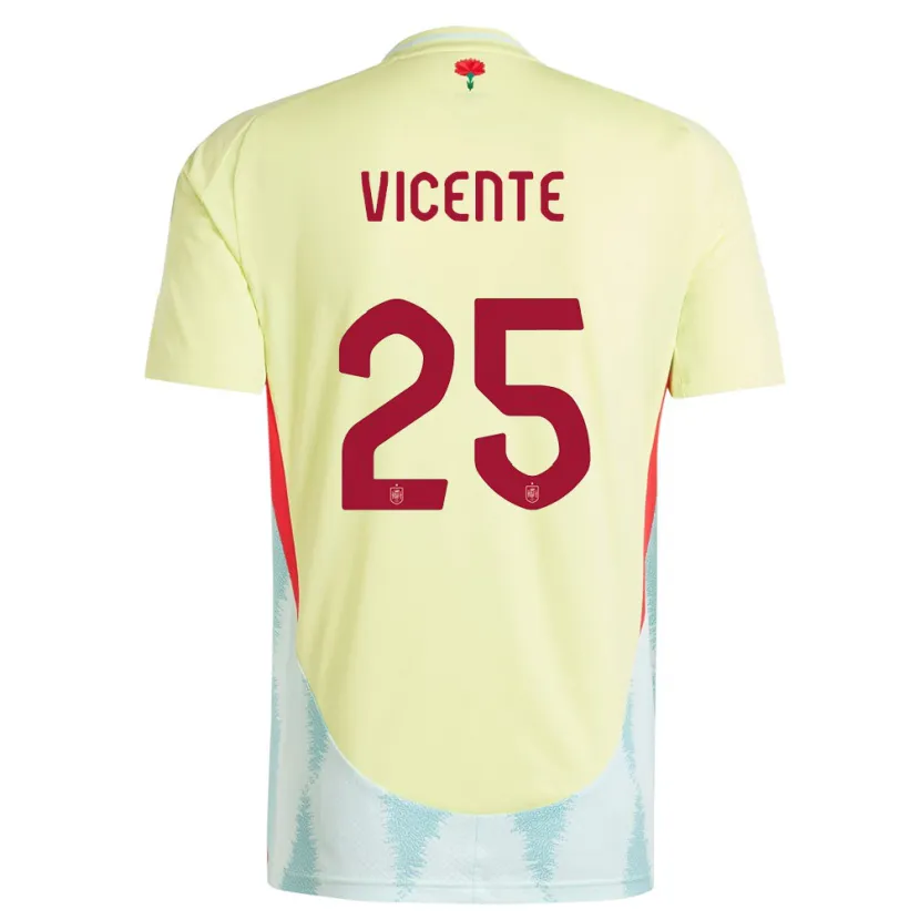 Danxen Hombre Camiseta España Ainhoa Vicente #25 Amarillo 2ª Equipación 24-26 La Camisa
