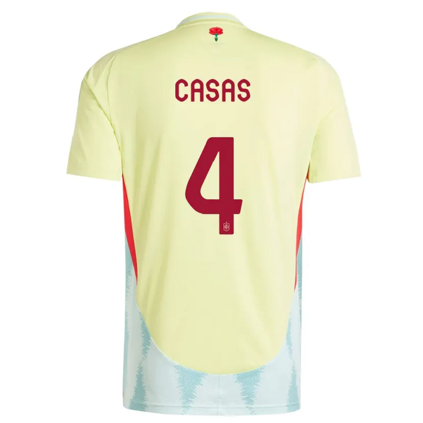 Danxen Hombre Camiseta España Arnau Casas #4 Amarillo 2ª Equipación 24-26 La Camisa