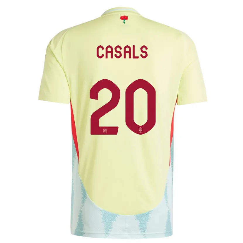 Danxen Hombre Camiseta España Joel Casals #20 Amarillo 2ª Equipación 24-26 La Camisa