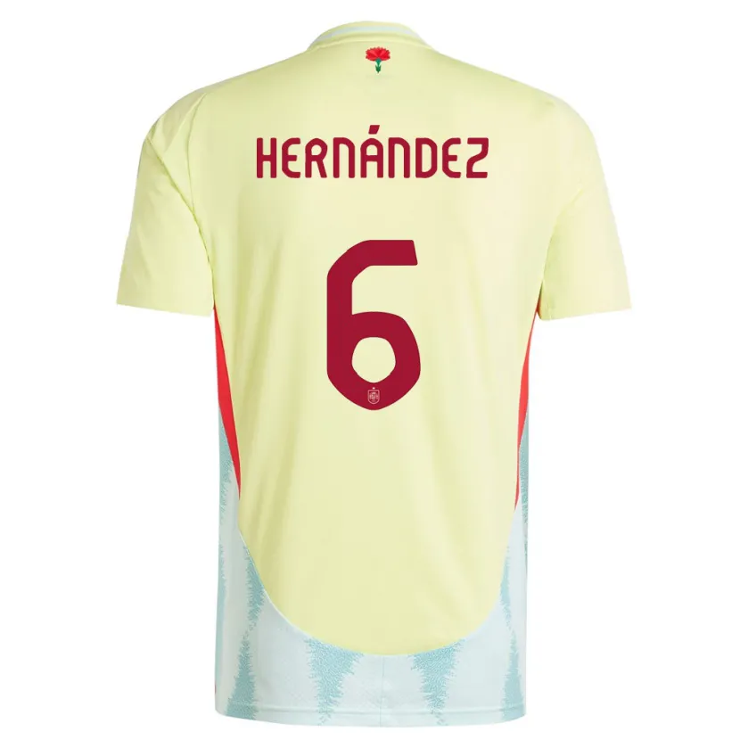 Danxen Hombre Camiseta España Gerard Hernandez #6 Amarillo 2ª Equipación 24-26 La Camisa