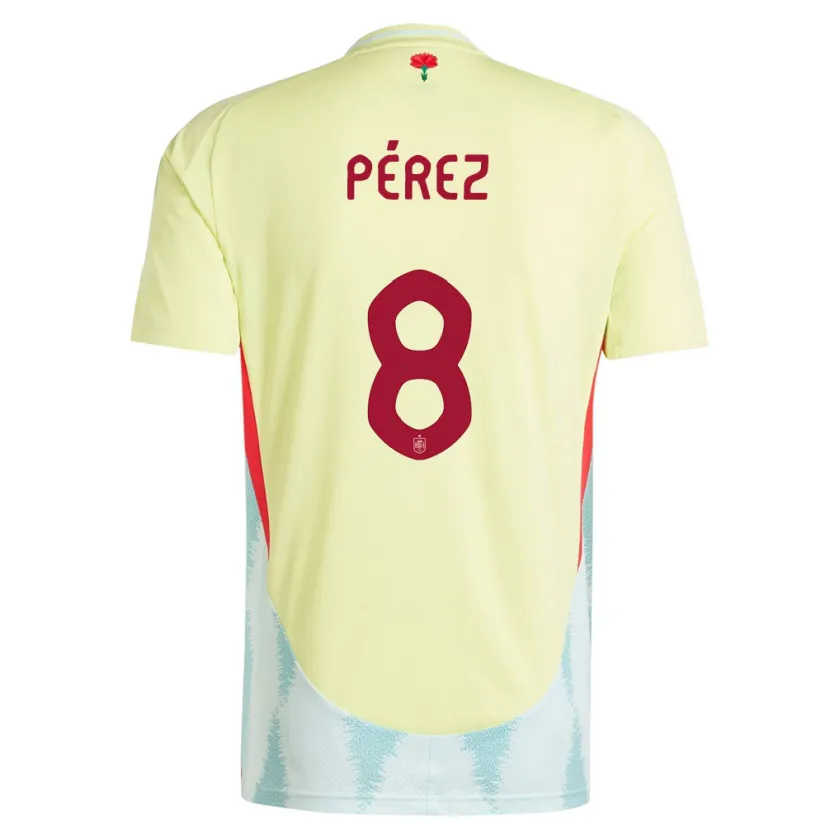 Danxen Hombre Camiseta España Dani Perez #8 Amarillo 2ª Equipación 24-26 La Camisa