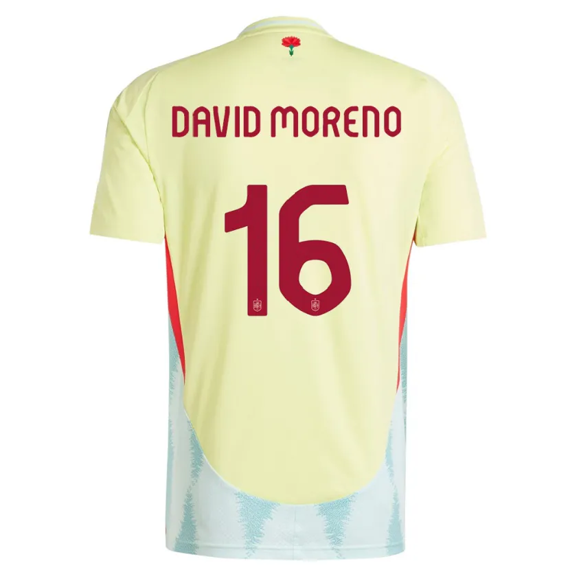 Danxen Hombre Camiseta España Antonio David Moreno #16 Amarillo 2ª Equipación 24-26 La Camisa