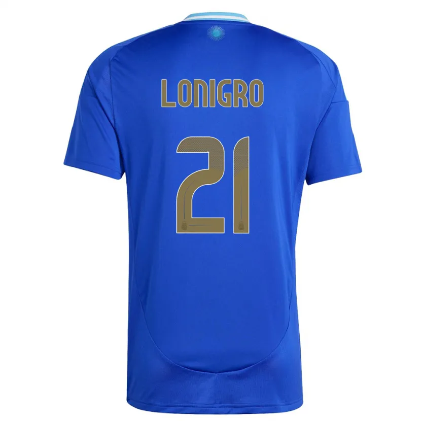 Danxen Hombre Camiseta Argentina Erica Lonigro #21 Azul 2ª Equipación 24-26 La Camisa